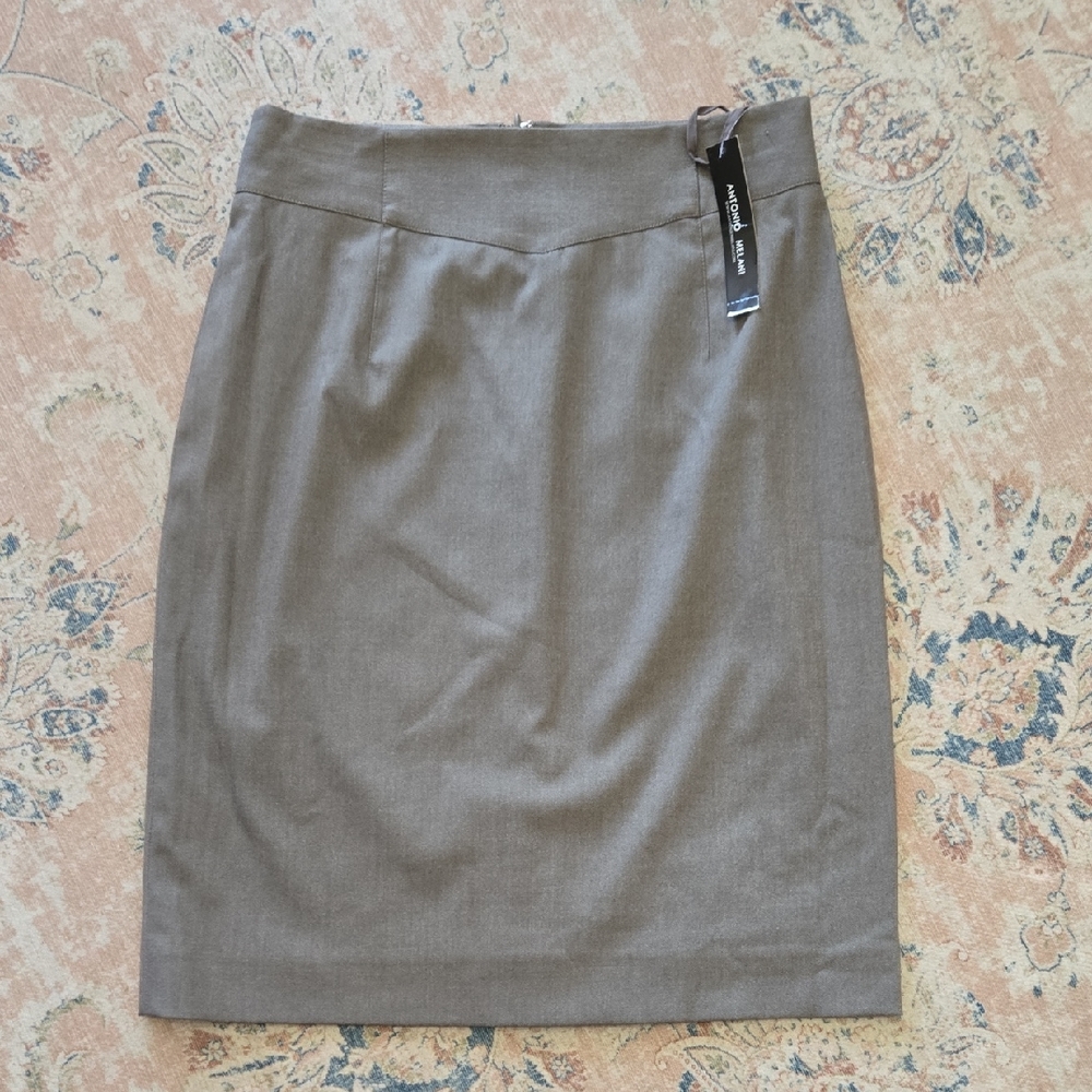 ANTONIO MELANI Hunter Taupe Pencil Skirt Stretch Back Zipper Fully Lined 6 NEW